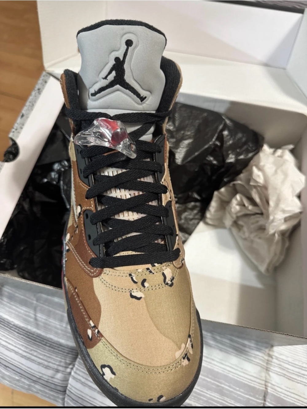 Supreme Tan and Black High-Top Sneakers - Picture 3 of 9